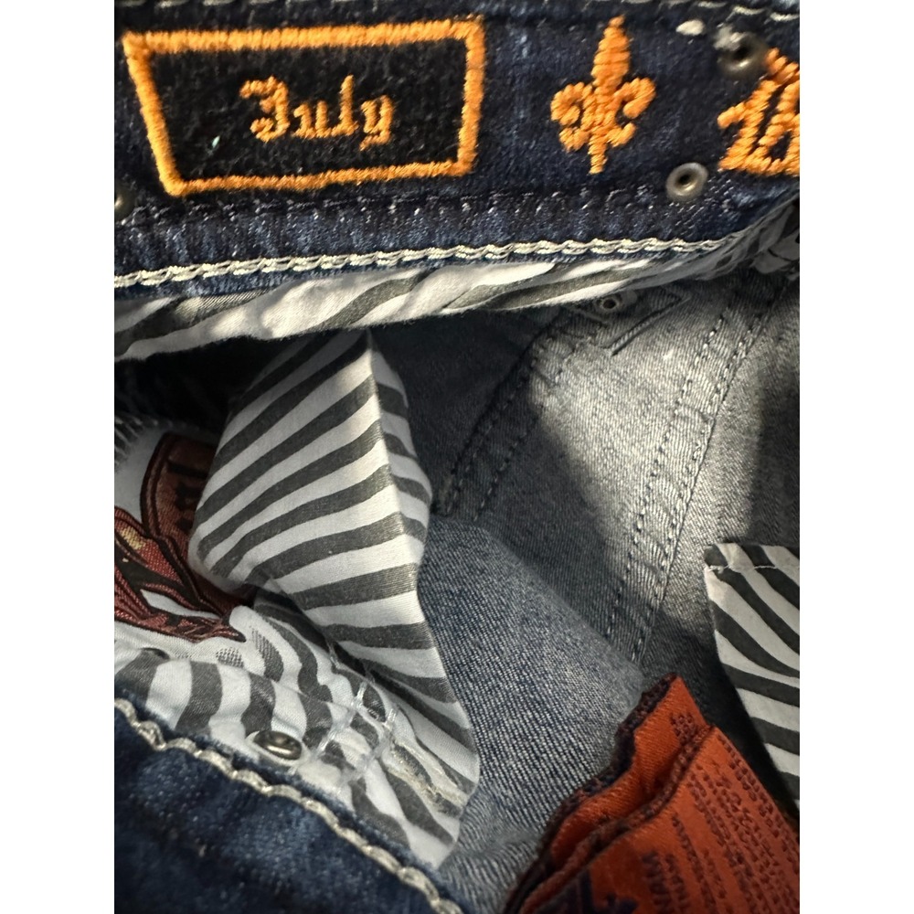 Rock Revival July Skinny Low Rise Jeans Size 27 Dark Wash Rhinestone Embellished - Picture 7 of 16